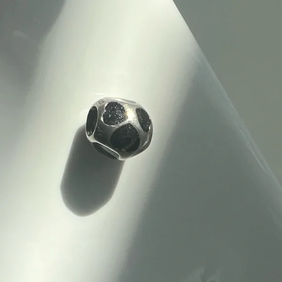 Pandora Sterling Silver Black Enamel Hearts Charm - Picture 5 of 8
